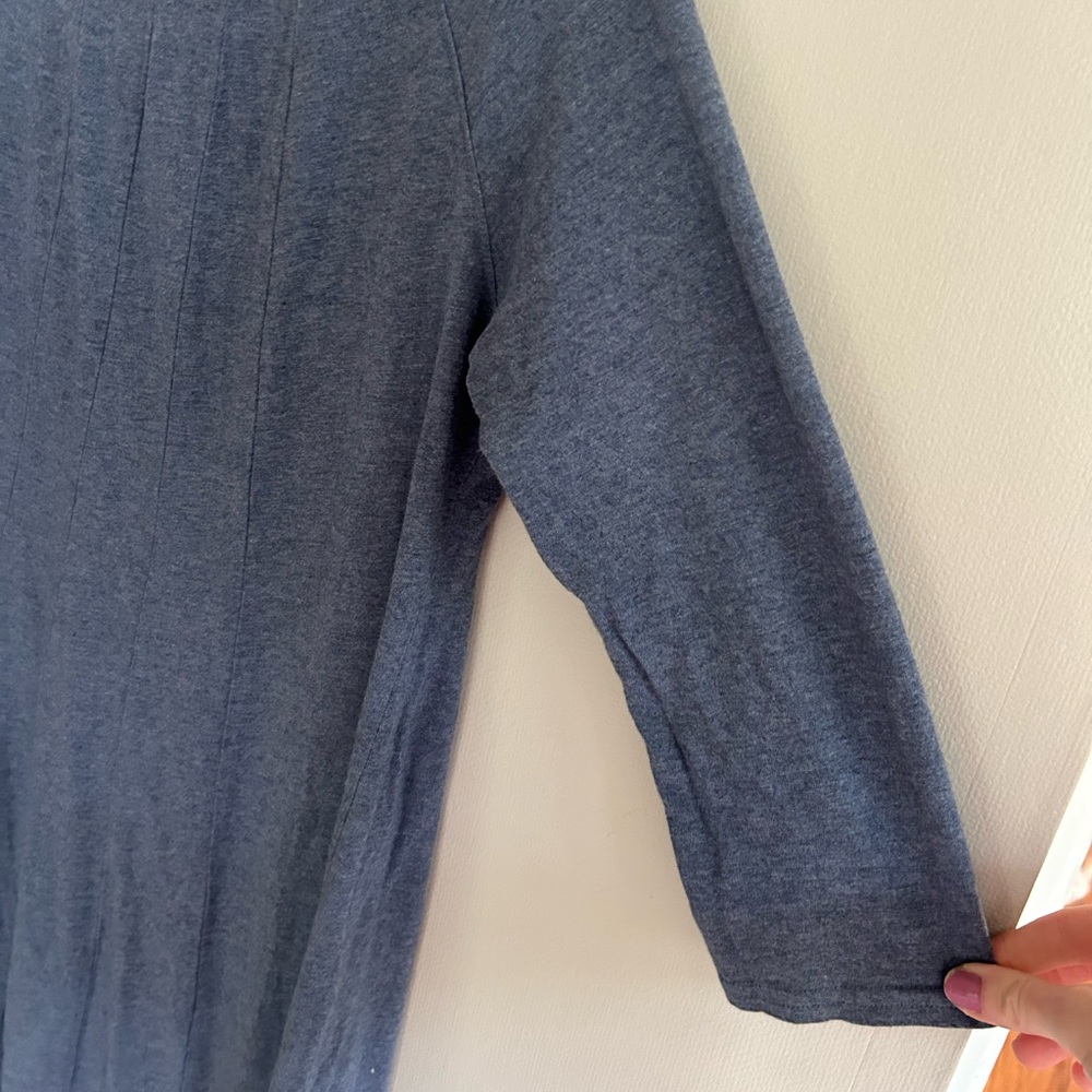 J. JILL Dusty Blue Raglan 3/4 Sleeve Scoop Neck Dress Comfort Travel Classic | M - Picture 6 of 12